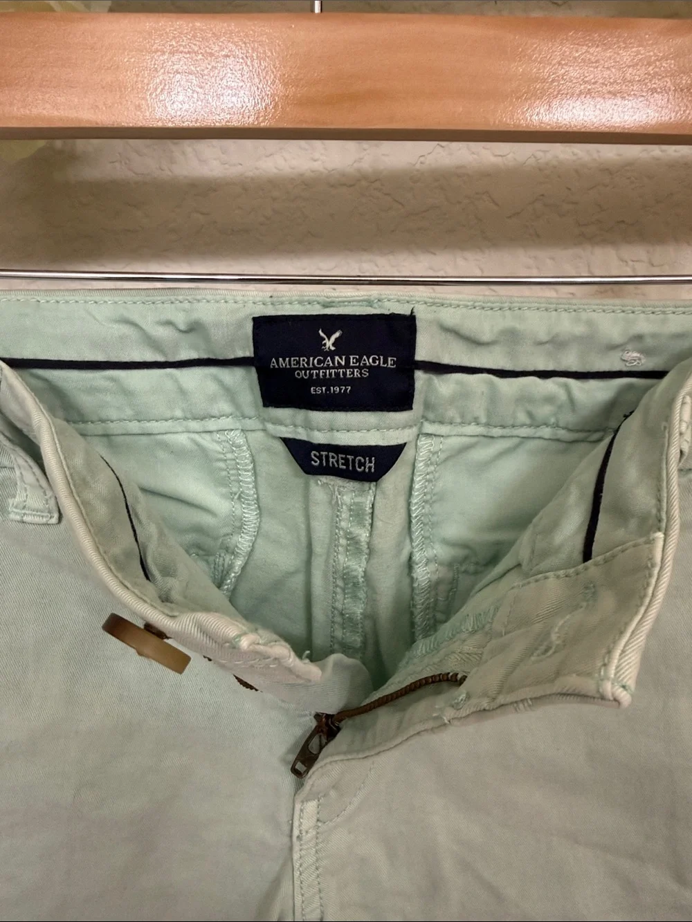 American Eagle Outfitters • Mint Green Pastel Spring Cotton Stretch Midi Shorts